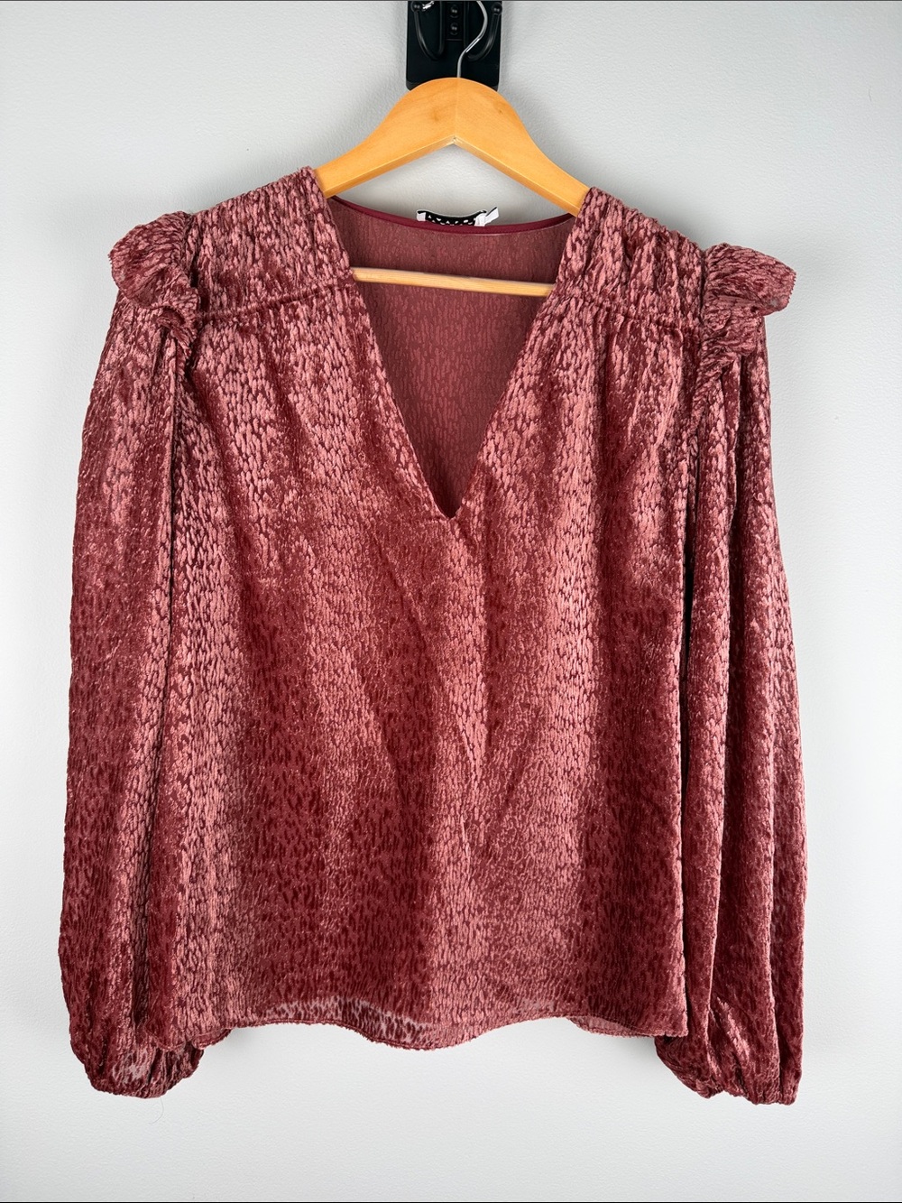 Whimsical Boho Romantic Rose Crushed Velvet  V-Neck Lucy Top